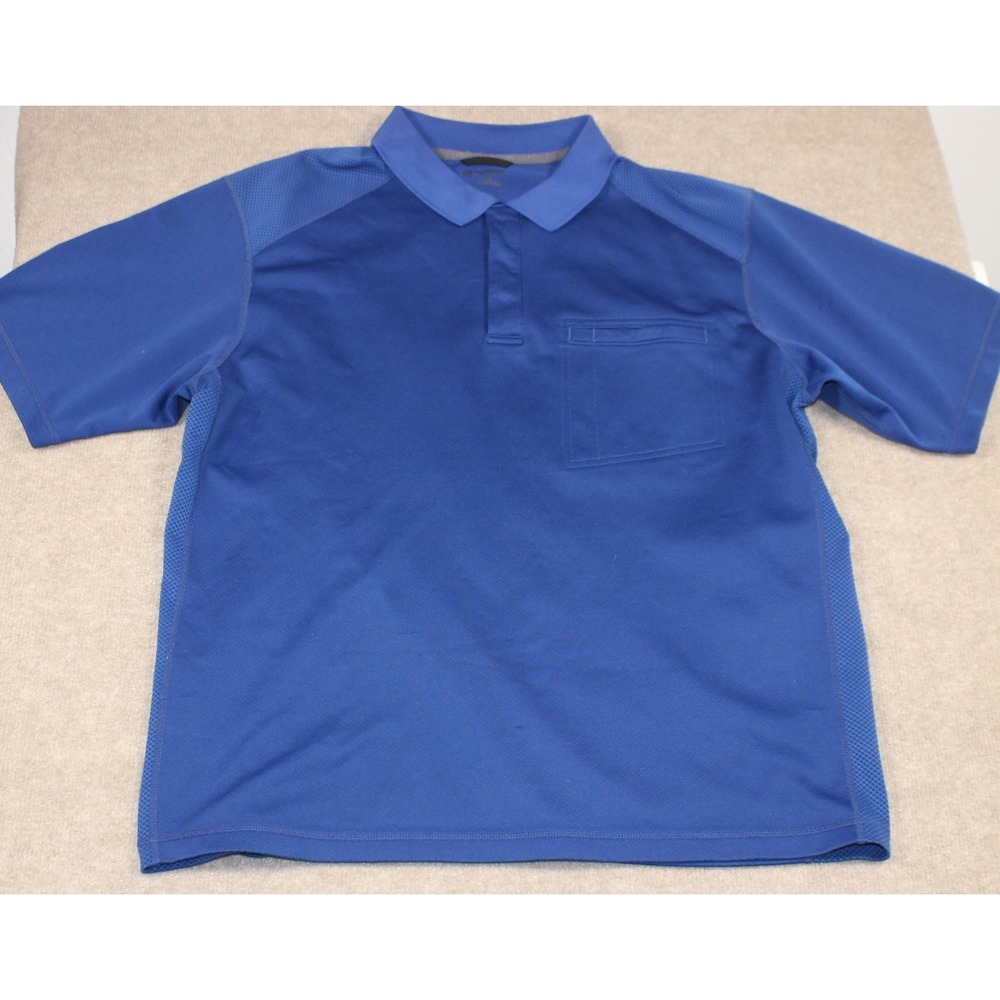 Gander Mountain Mens XL Blue Short Sleeve Performance Polo Shirt Mesh Panels